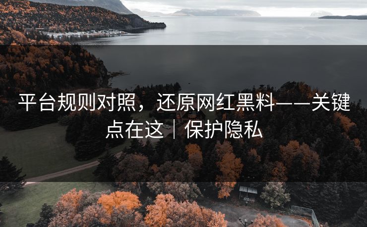 平台规则对照，还原网红黑料——关键点在这｜保护隐私